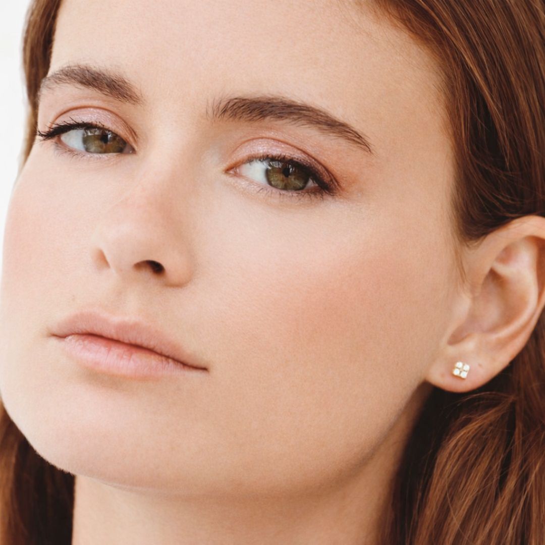Puces d'oreilles plaqué or 18K zirconium Harmony Bellaime 3
