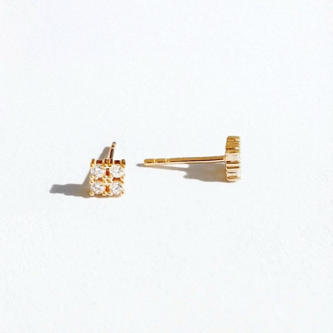 Puces d'oreilles plaqué or 18K zirconium Harmony Bellaime 5