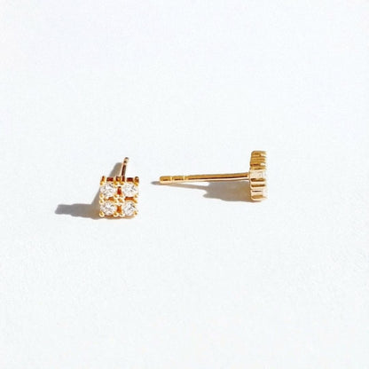 Puces d'oreilles plaqué or 18K zirconium Harmony Bellaime 5