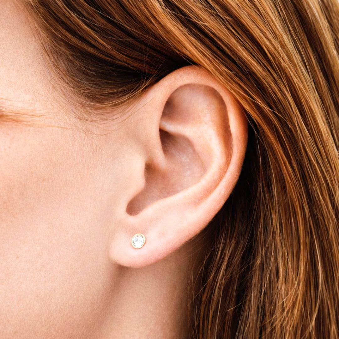 Puces d'oreilles plaqué or 18K zirconium Little Spark Bellaime 2