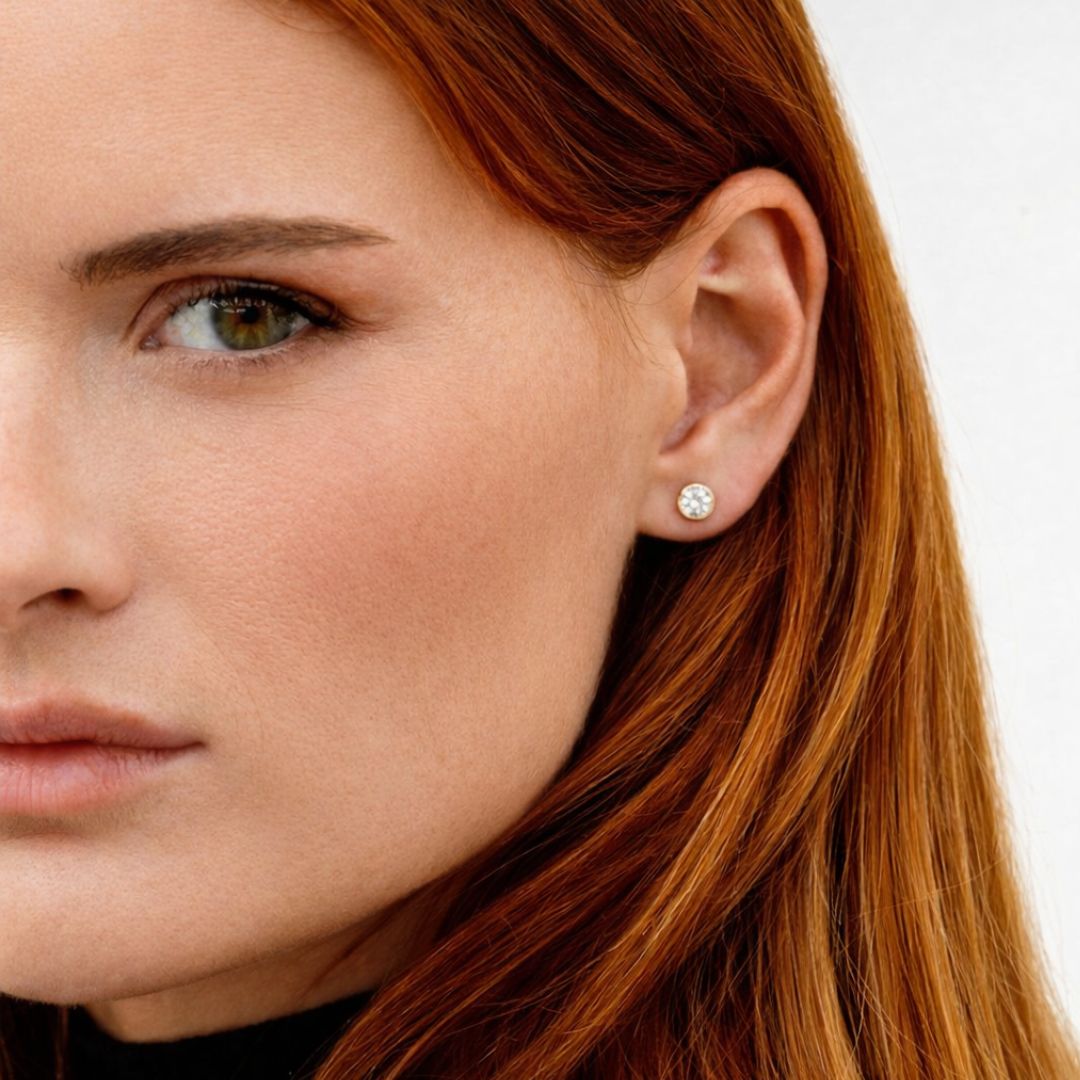 Puces d'oreilles plaqué or 18K zirconium Joy Bellaime 3