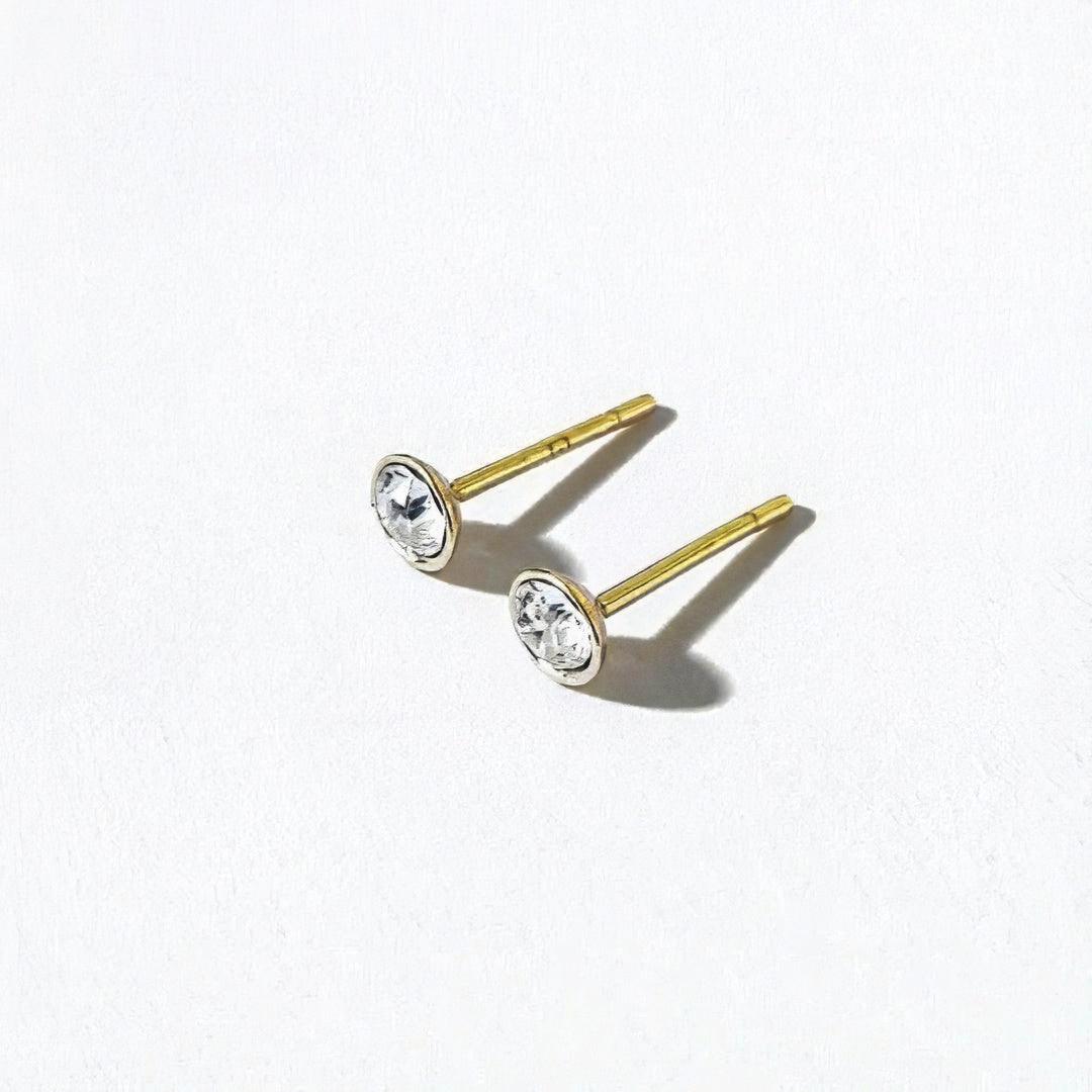 Puces d'oreilles plaqué or 18K zirconium Little Spark Bellaime 4