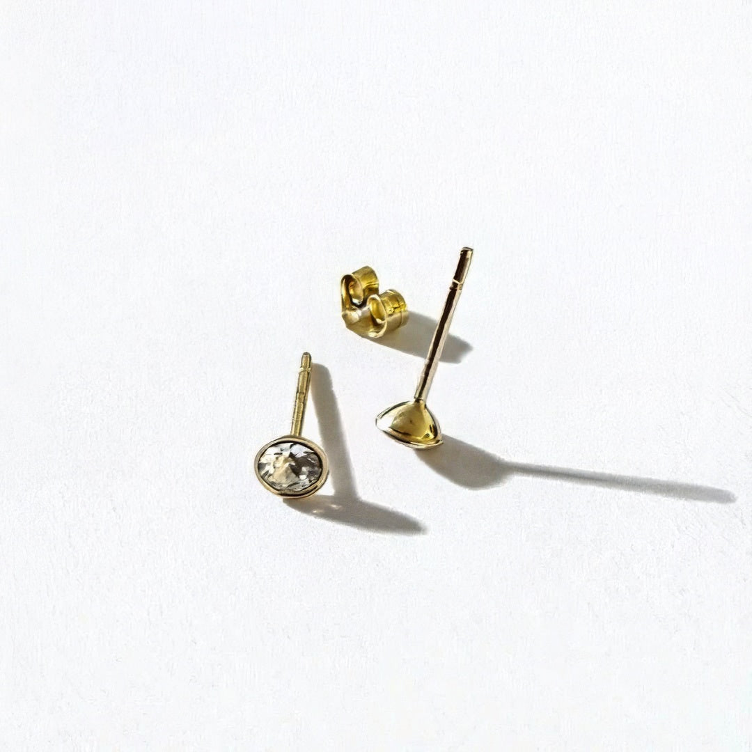 Puces d'oreilles plaqué or 18K zirconium Little Spark Bellaime 5