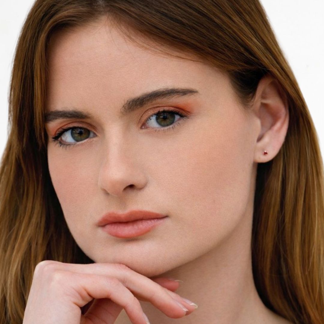 Puces d'oreilles rouge argent 925 cristal Love It Bellaime 3