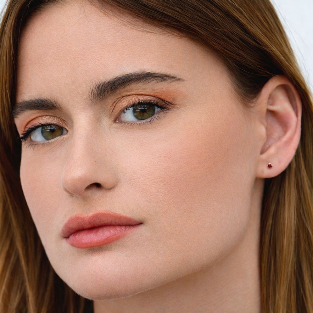 Puces d'oreilles rouge argent 925 cristal Love It Bellaime 4