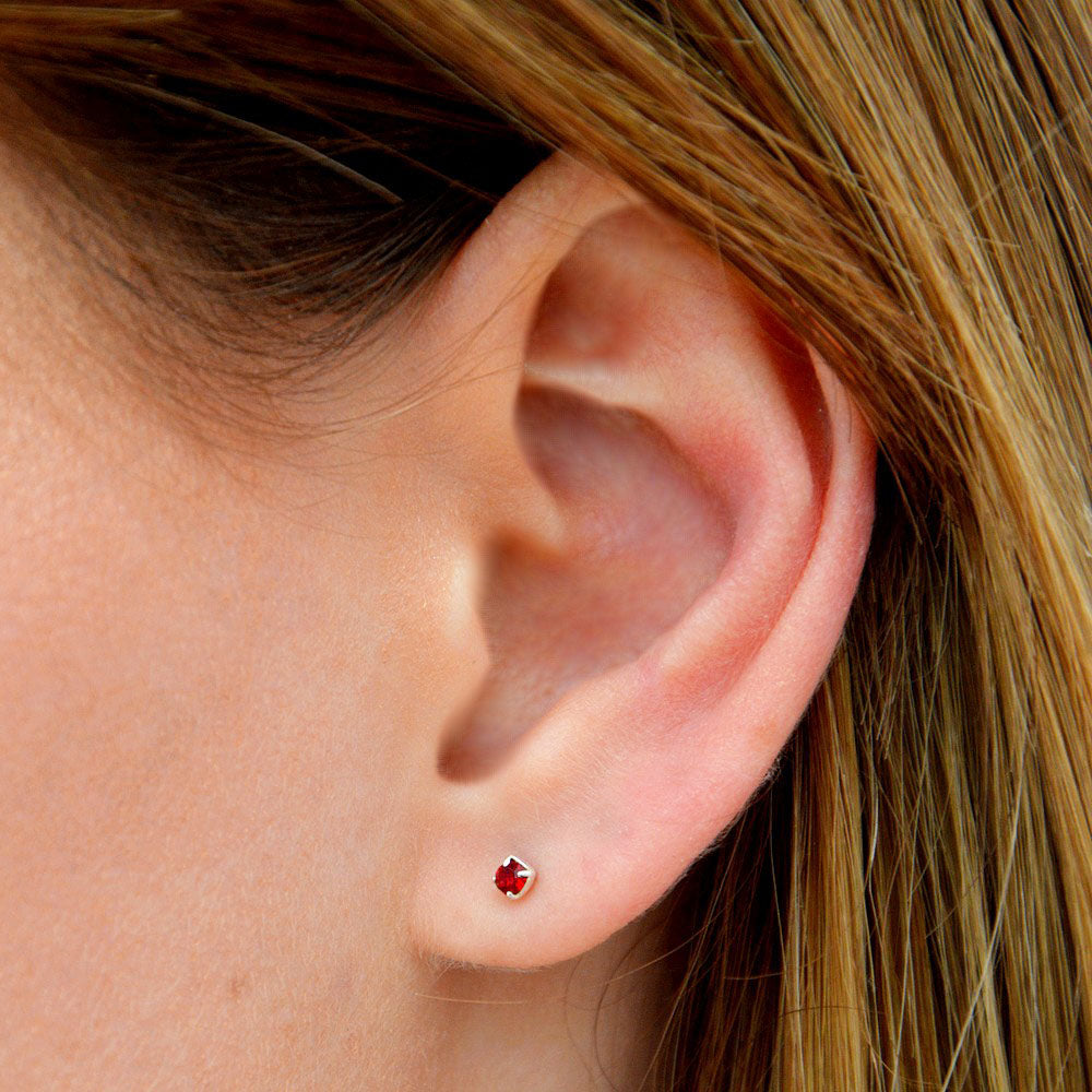 Puces d'oreilles rouge argent 925 cristal Love It Bellaime 2