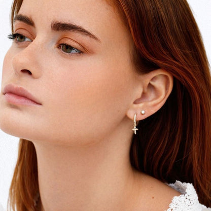 Puces d'oreilles plaqué or 18K zirconium Stony Bellaime 2