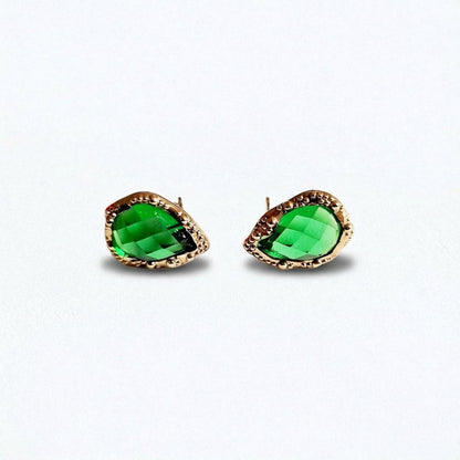 Puce d'oreille vert plaqué or 18K zirconium Devina Bellaime