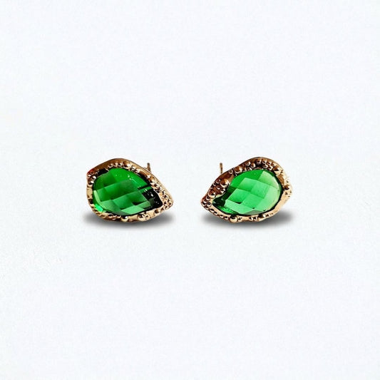 Puce d'oreille vert plaqué or 18K zirconium Devina Bellaime