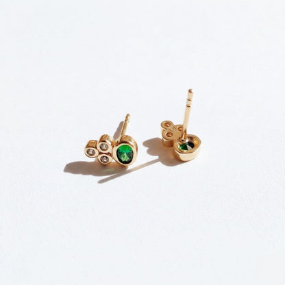 Boucle d'oreille verte puce plaqué or 18K zirconium Jaïpur Bellaime 7