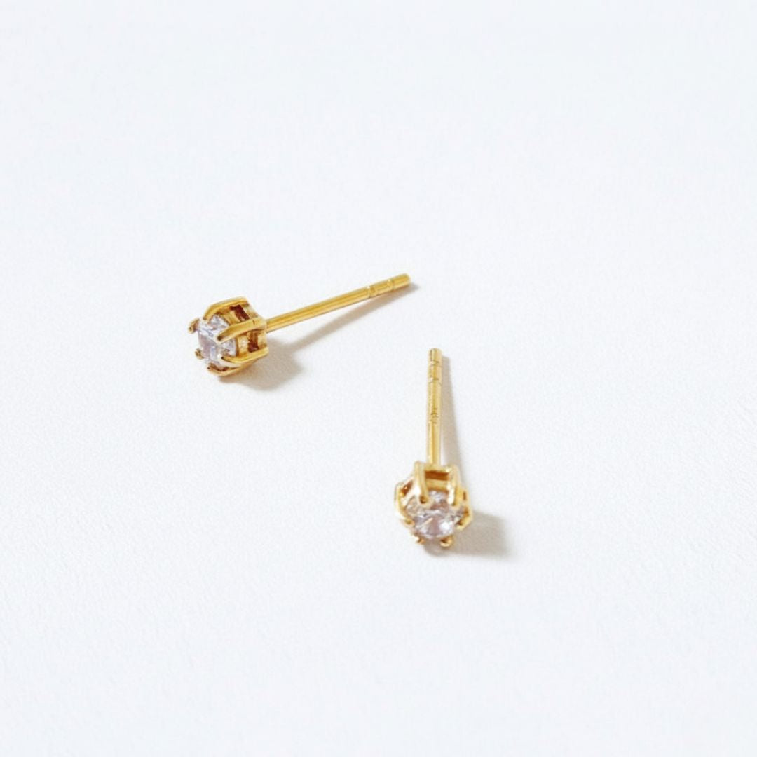 Puces d'oreilles plaqué or 18K zirconium Stony Bellaime 4