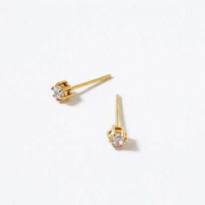 Puces d'oreilles plaqué or 18K zirconium Stony Bellaime 4