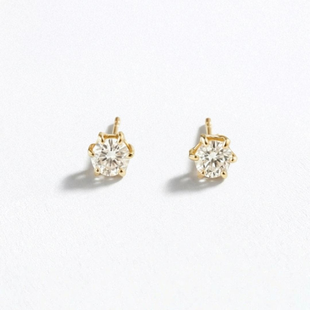 Puces d'oreilles plaqué or 18K zirconium Stony Bellaime