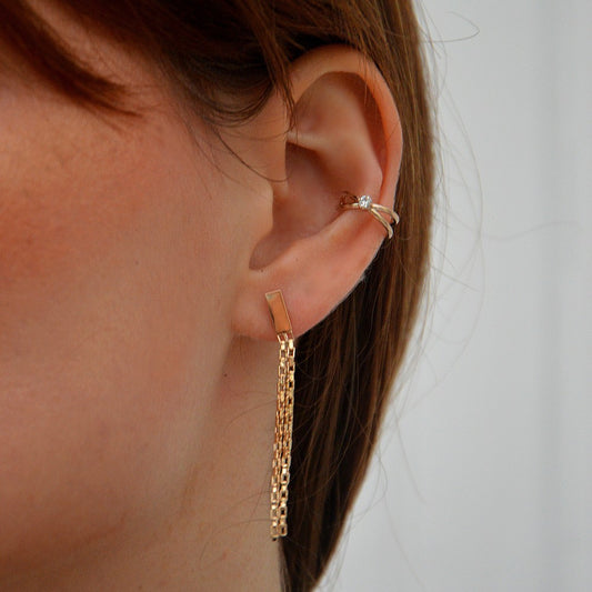Boucles d'oreilles pendantes plaqué or 18K 5 cm Harvey Bellaime