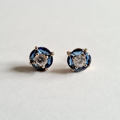 Boucle d'oreille bleu puce plaqué or 18K zirconium Pacifica Bellaime