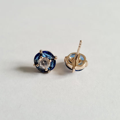 Boucle d'oreille bleu puce plaqué or 18K zirconium Pacifica Bellaime 4