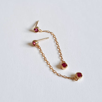 Boucles d'oreilles pendantes rose plaqué or 18K zirconium Pamela Bellaime 5