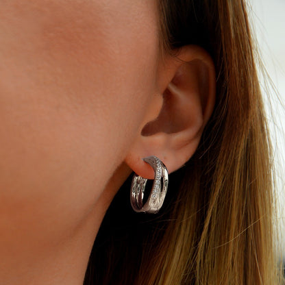 Boucles d'oreilles créoles argent 925 zirconium 2 cm Carla Bellaime 2