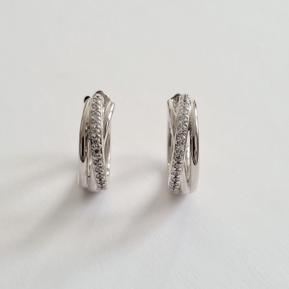 Boucles d'oreilles créoles argent 925 zirconium 2 cm Carla Bellaime 4