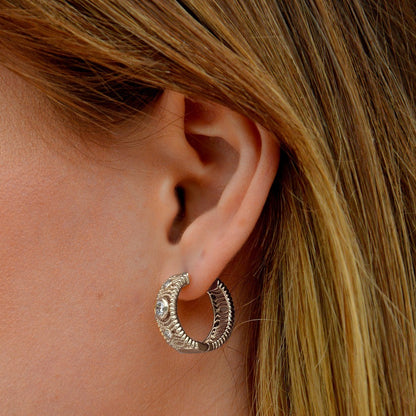 Boucle d'oreille femme créole argent 925 zirconium 2 cm Petra Bellaime 2