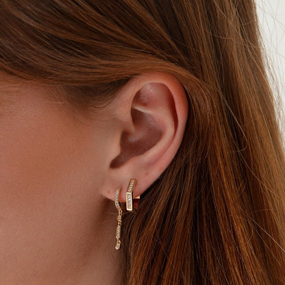 Boucles d'oreilles pendantes plaqué or 18K zirconium 2,5 cm Affinity Bellaime