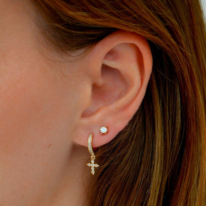 Puces d'oreilles plaqué or 18K zirconium Love in the Air Bellaime 2