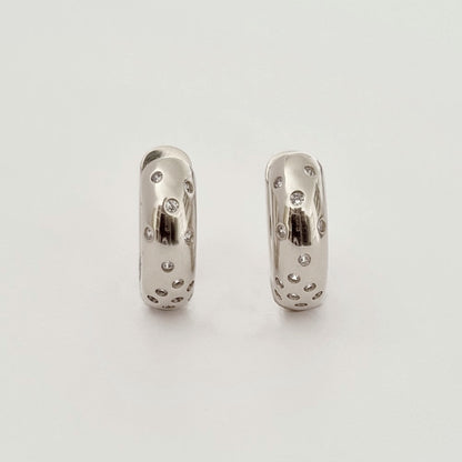 Boucles d'oreilles créoles originales argent 925 zirconium 2 cm Stardust Bellaime 3