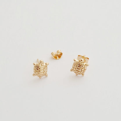 Boucle d'oreille tortue puce plaqué or 18K Tortuga Bellaime 5