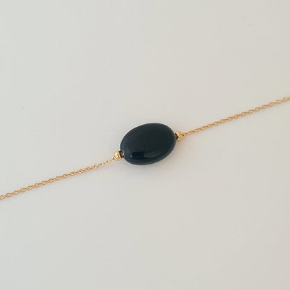 Bracelet obsidienne noire plaqué or 18K Black Odity Bellaime 2