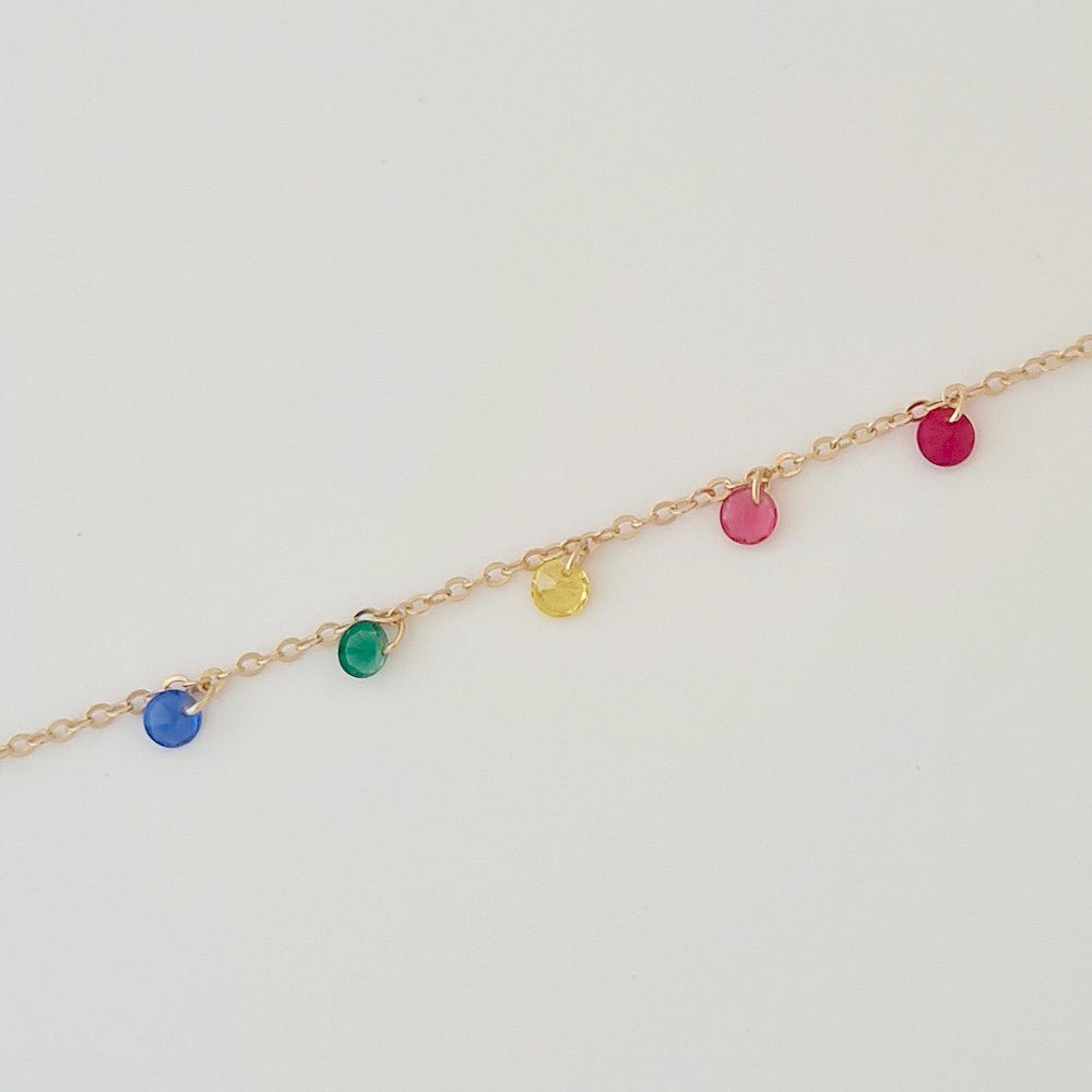 Bracelet multicolore plaqué or 18K zirconium Rainbow Loop Bellaime 3