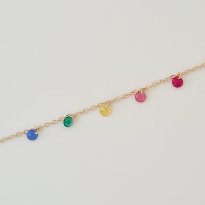 Bracelet multicolore plaqué or 18K zirconium Rainbow Loop Bellaime 3