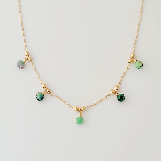 Collier Honora - Plaqué Or 18K et Rubis Zoisite - Bellaime
